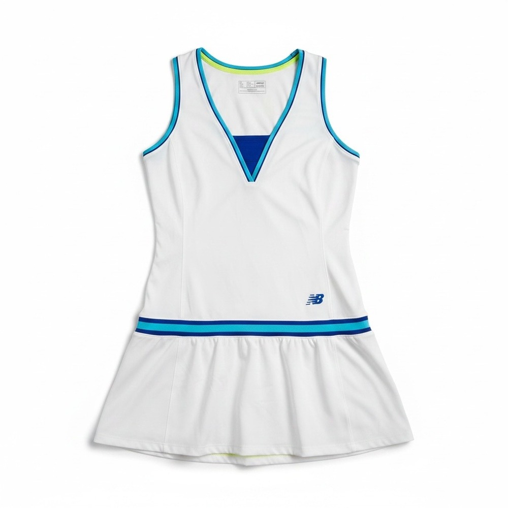 New Balance Women's Tennis Dress Small White Blue NWT NB Dry Athletic